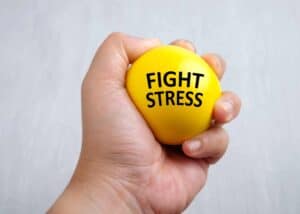 A stress ball in hand